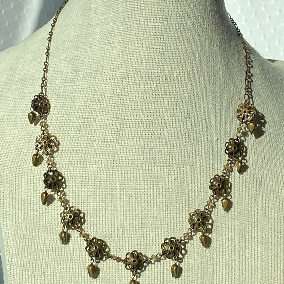 Liz Palacios Signed Pear-Shaped CrystalFlower Choker Necklace - Picture 3 of 14